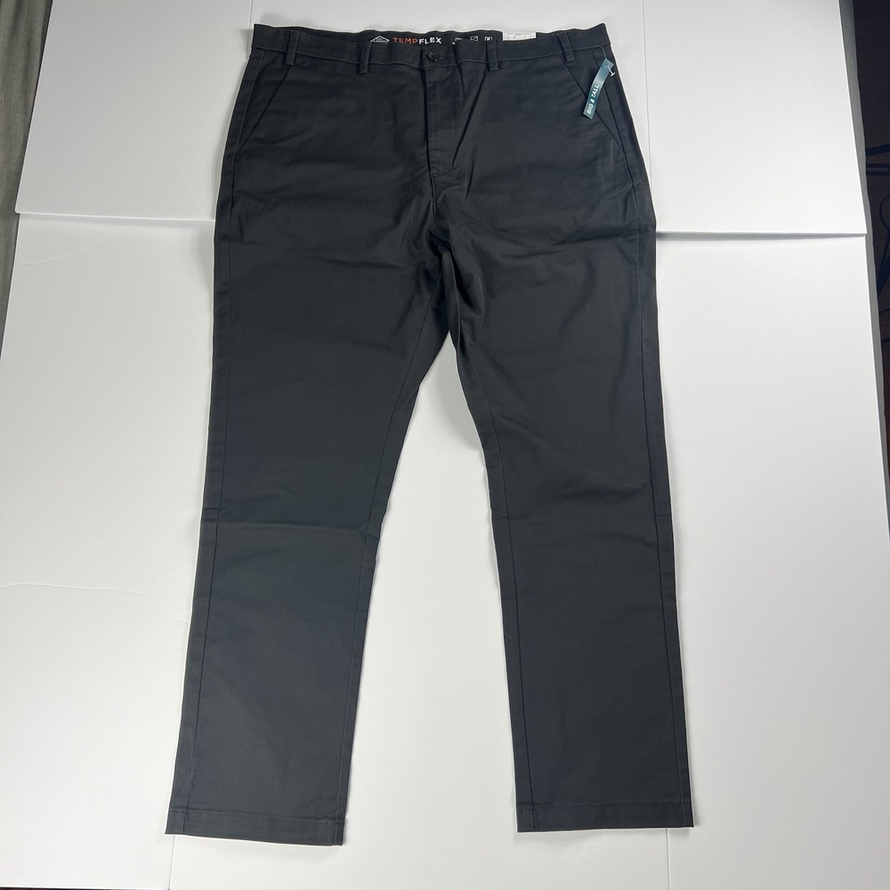 St John's Bay Men's Pants 46x34 Straight Big Tall Flat Front Grey NWT Temp flex